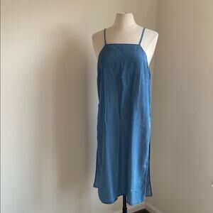 LIFE IN PROGRESS Side Slit Tunic Womens Sz Medium Chambray Adjustable Strap